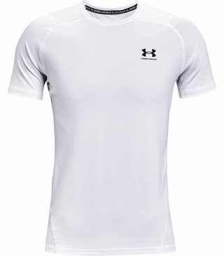Under Armour HG Fitted SS t-shirt homme, blanc/noir