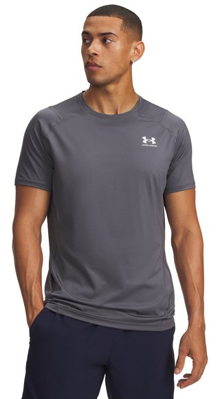 Under Armour HeatGear Fitted S t-shirt homme, castlerock/blanc