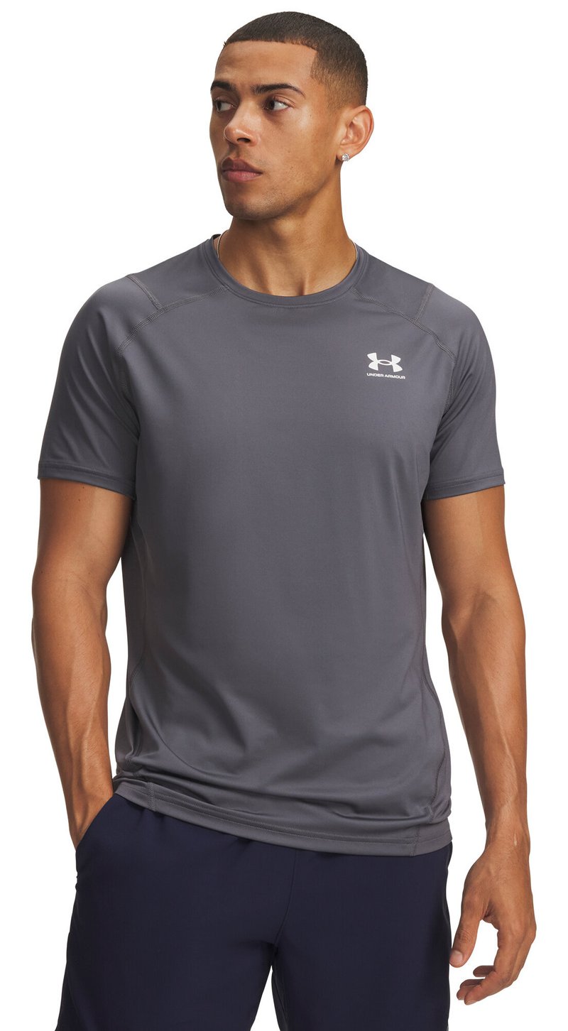 Under Armour HeatGear Fitted S t-shirt homme, castlerock/blanc