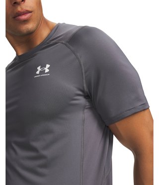 Under Armour HeatGear Fitted S t-shirt homme, castlerock/blanc