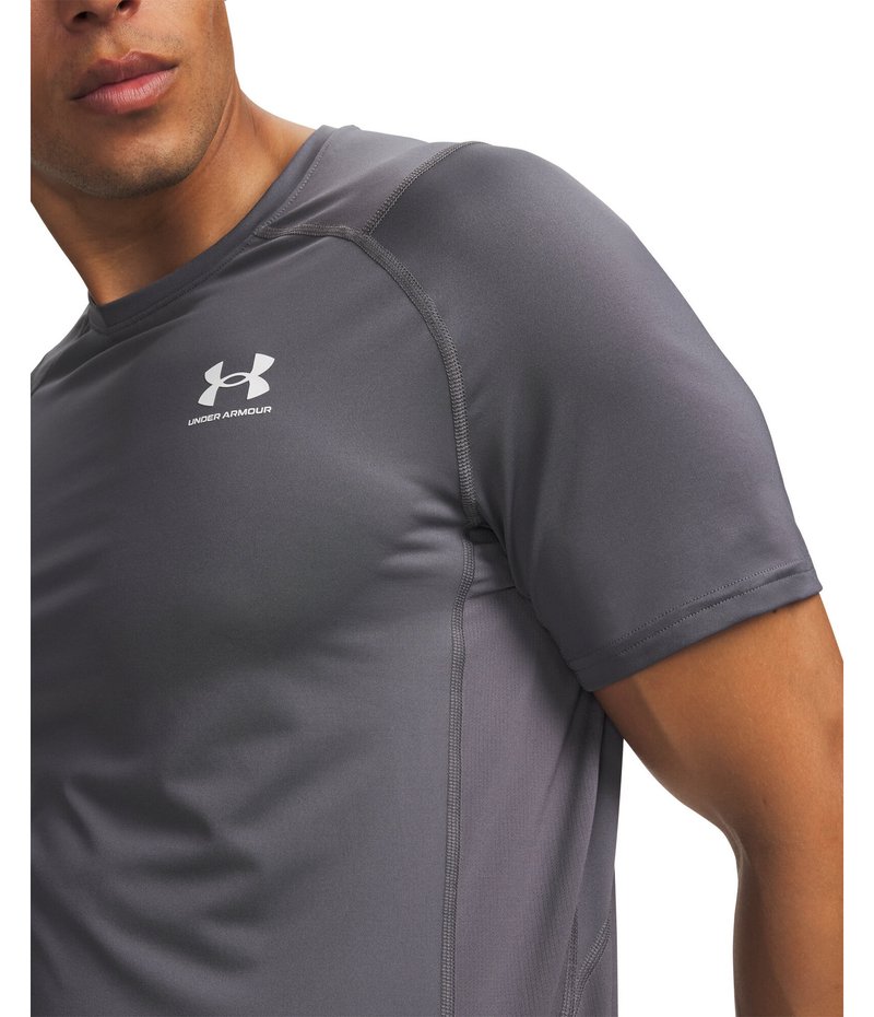 Under Armour HeatGear Fitted S t-shirt homme, castlerock/blanc