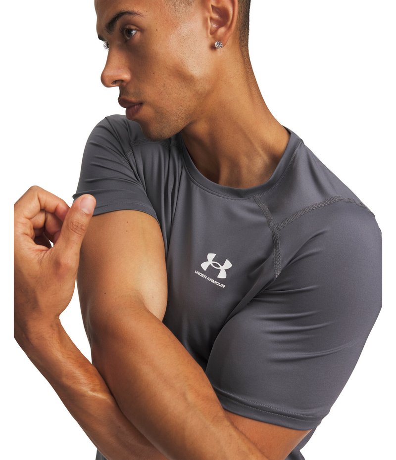 Under Armour HeatGear Fitted S t-shirt homme, castlerock/blanc