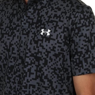 Under Armour T2G Printed polo homme, noir/castlerock