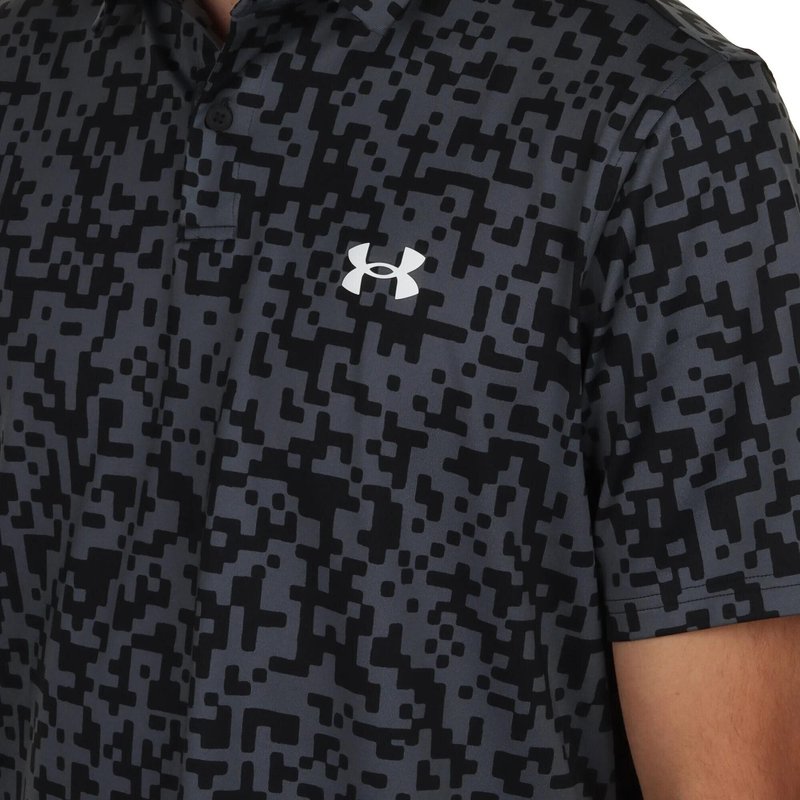 Under Armour T2G Printed polo homme, noir/castlerock