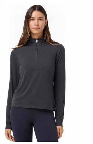 Travis Mathew Skyloft Light Zip longsleeve polo femme, heather black