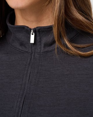 Travis Mathew Skyloft Light Zip longsleeve polo femme, heather black