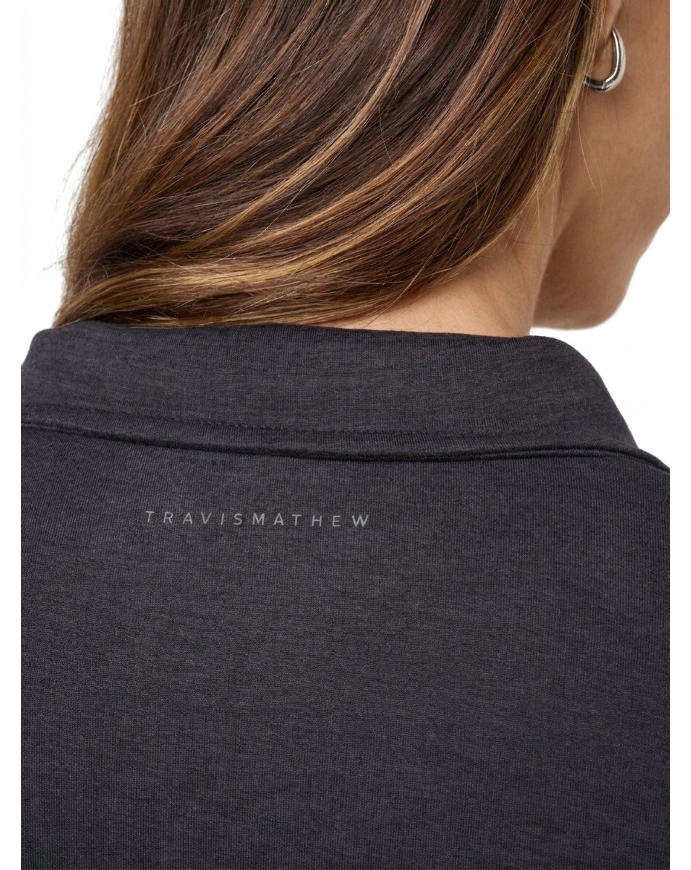 Travis Mathew Skyloft Light Zip longsleeve polo femme, heather black