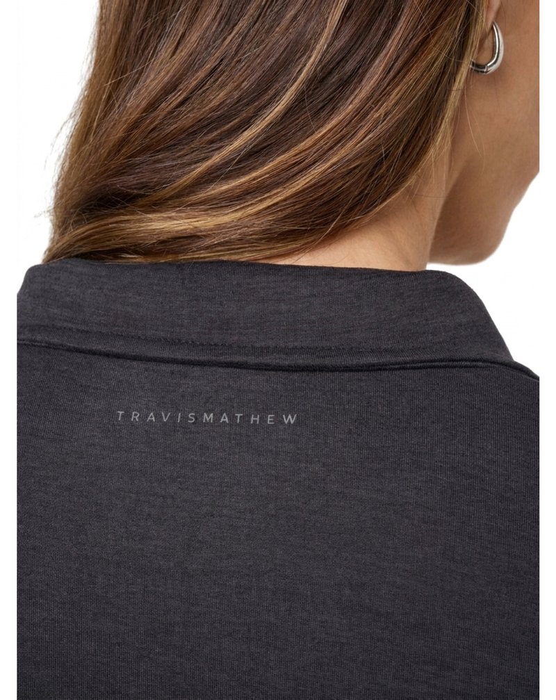 Travis Mathew Skyloft Light Zip longsleeve polo femme, heather black