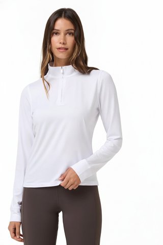 Travis Mathew Skyloft Light Zip longsleeve polo femme, blanc