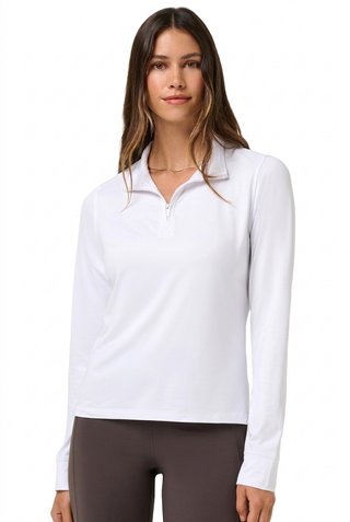 Travis Mathew Skyloft Light Zip longsleeve polo femme, blanc