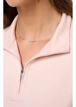 Travis Mathew Skyloft Light Zip longsleeve polo femme, heather blush pink