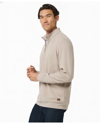 Travis Mathew Cloud pull homme 1/4 zip, heather roasted cashew
