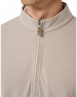 Travis Mathew Cloud pull homme 1/4 zip, heather roasted cashew