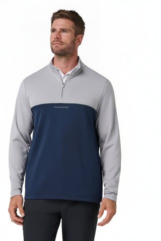 Travis Mathew Fibercloud Color Block Quarter Zip, gris clair