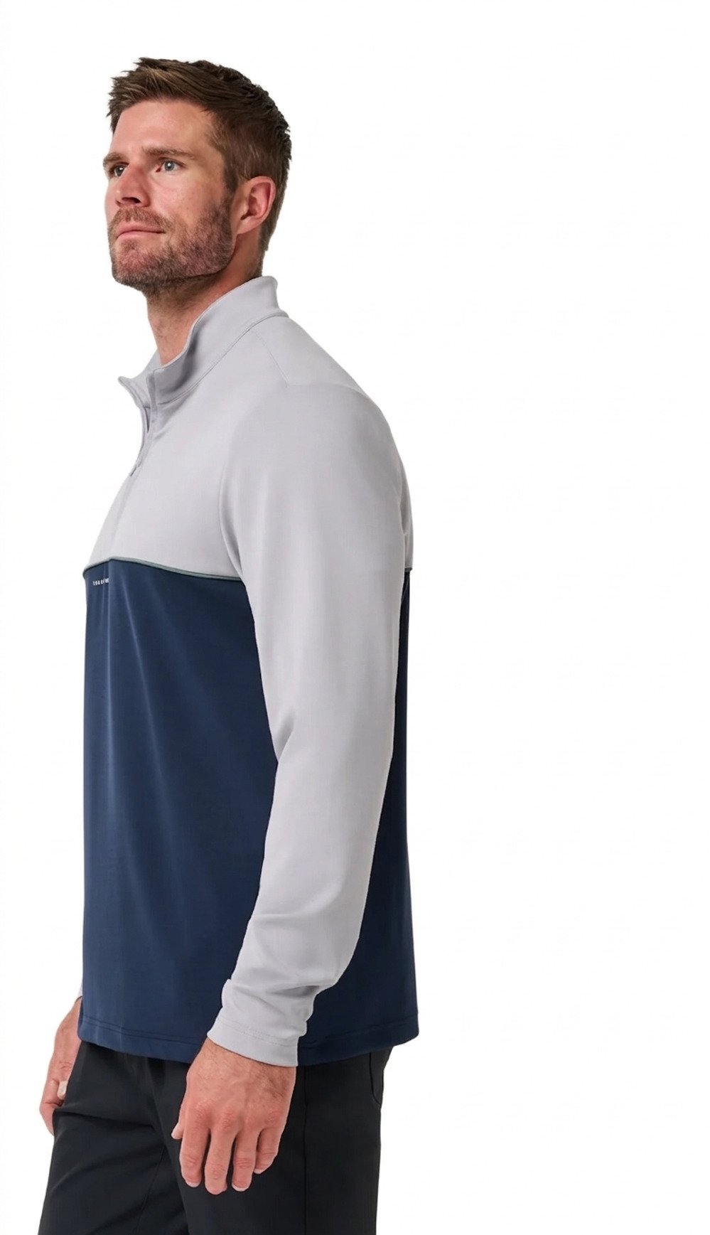 Travis Mathew Fibercloud Color Block Quarter Zip, gris clair