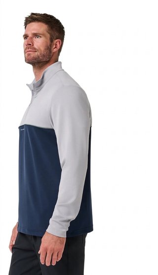 Travis Mathew Fibercloud Color Block Quarter Zip, gris clair