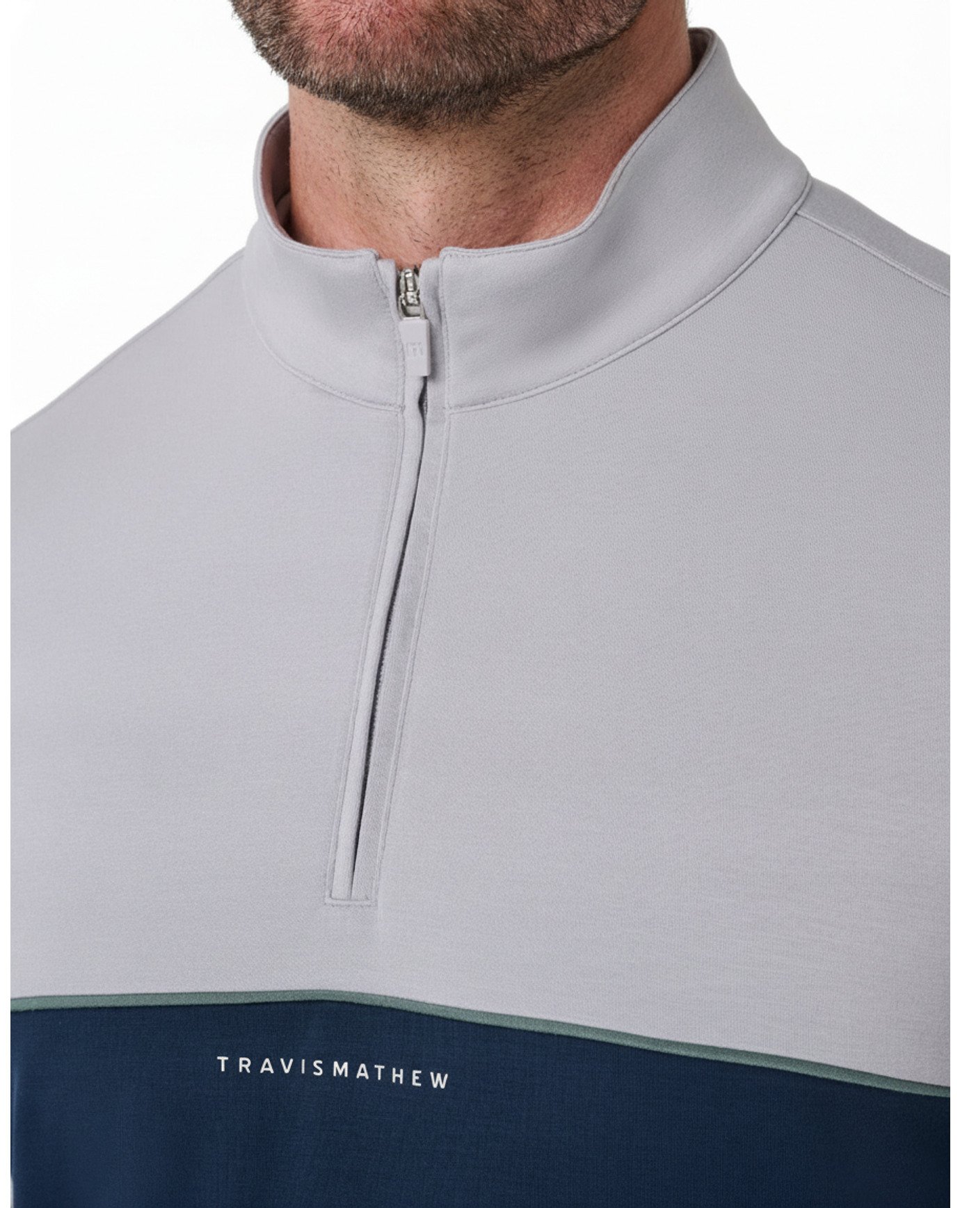 Travis Mathew Fibercloud Color Block Quarter Zip, gris clair