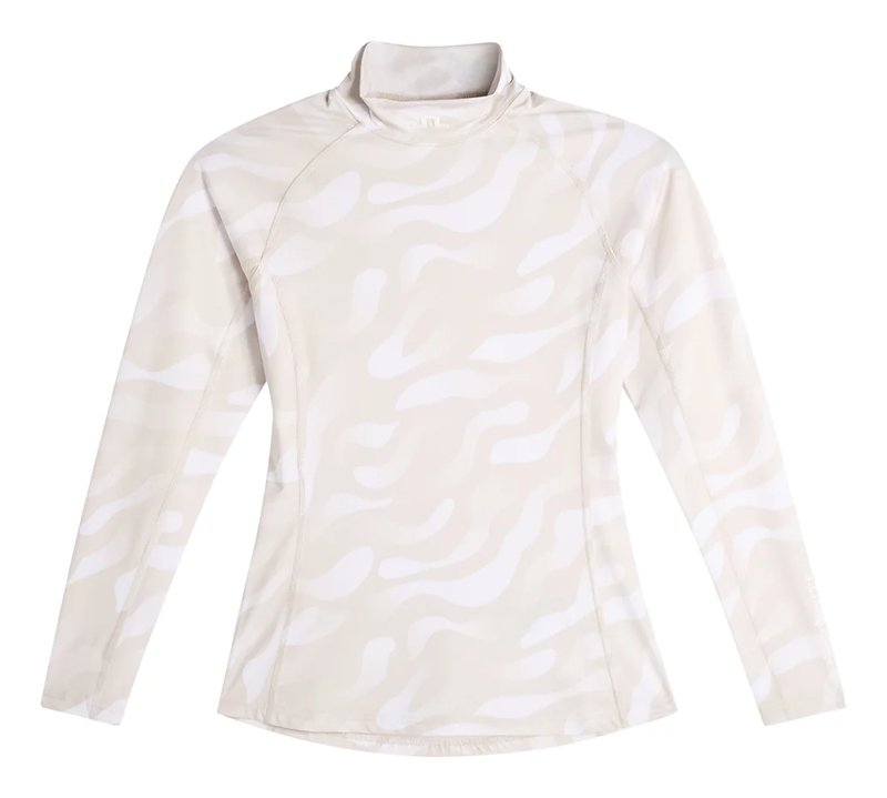 J.Lindeberg Ella Print Compression top femme, bunker fade moonbeam blanc