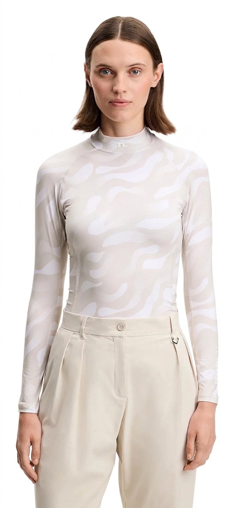 J.Lindeberg Ella Print Compression top femme, bunker fade moonbeam blanc