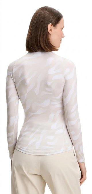 J.Lindeberg Ella Print Compression top femme, bunker fade moonbeam blanc