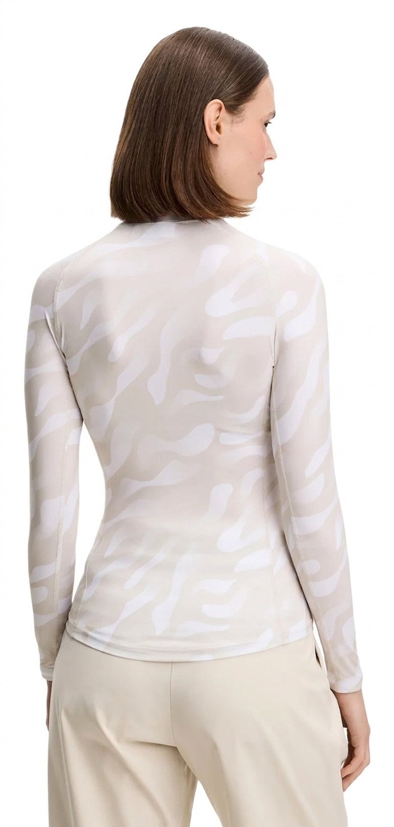 J.Lindeberg Ella Print Compression top femme, bunker fade moonbeam blanc