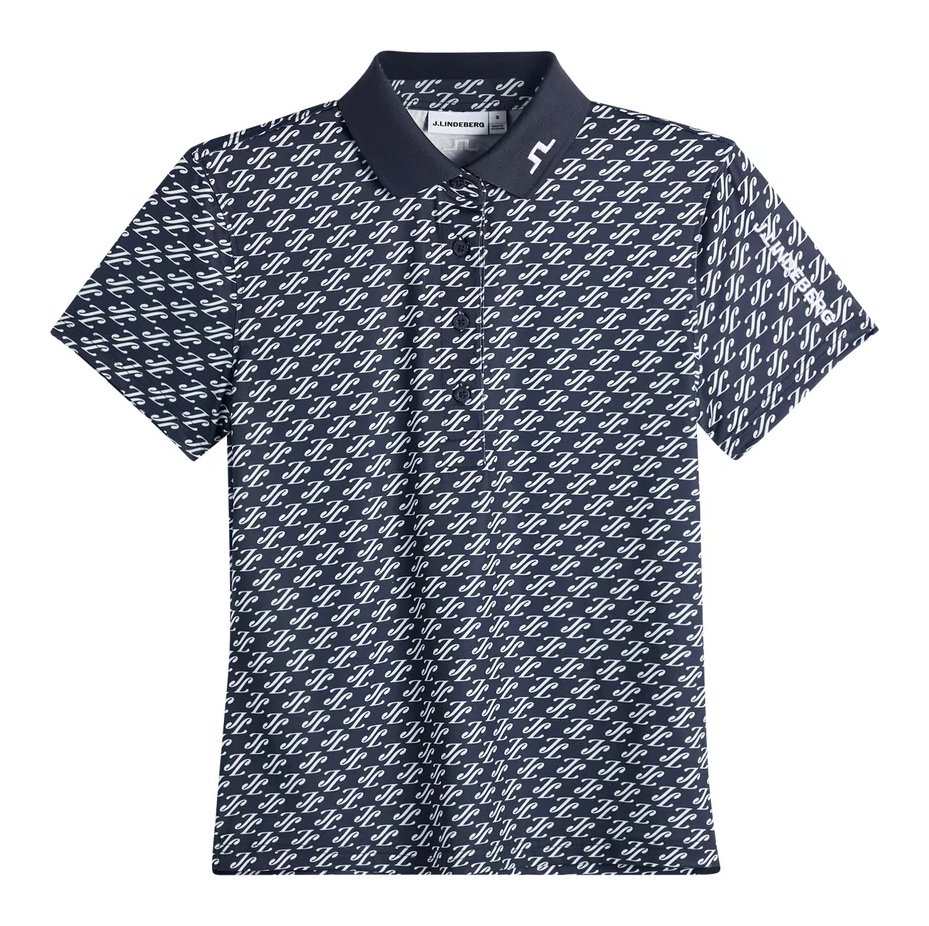 J.Lindeberg Tour Tech Print polo femme, cardi jacquard - JL Navy