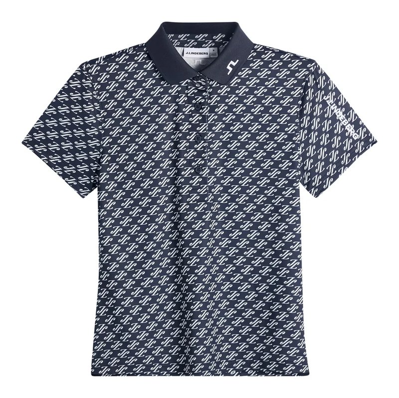 J.Lindeberg Tour Tech Print polo femme, cardi jacquard - JL Navy