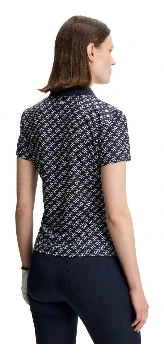 J.Lindeberg Tour Tech Print polo femme, cardi jacquard - JL Navy