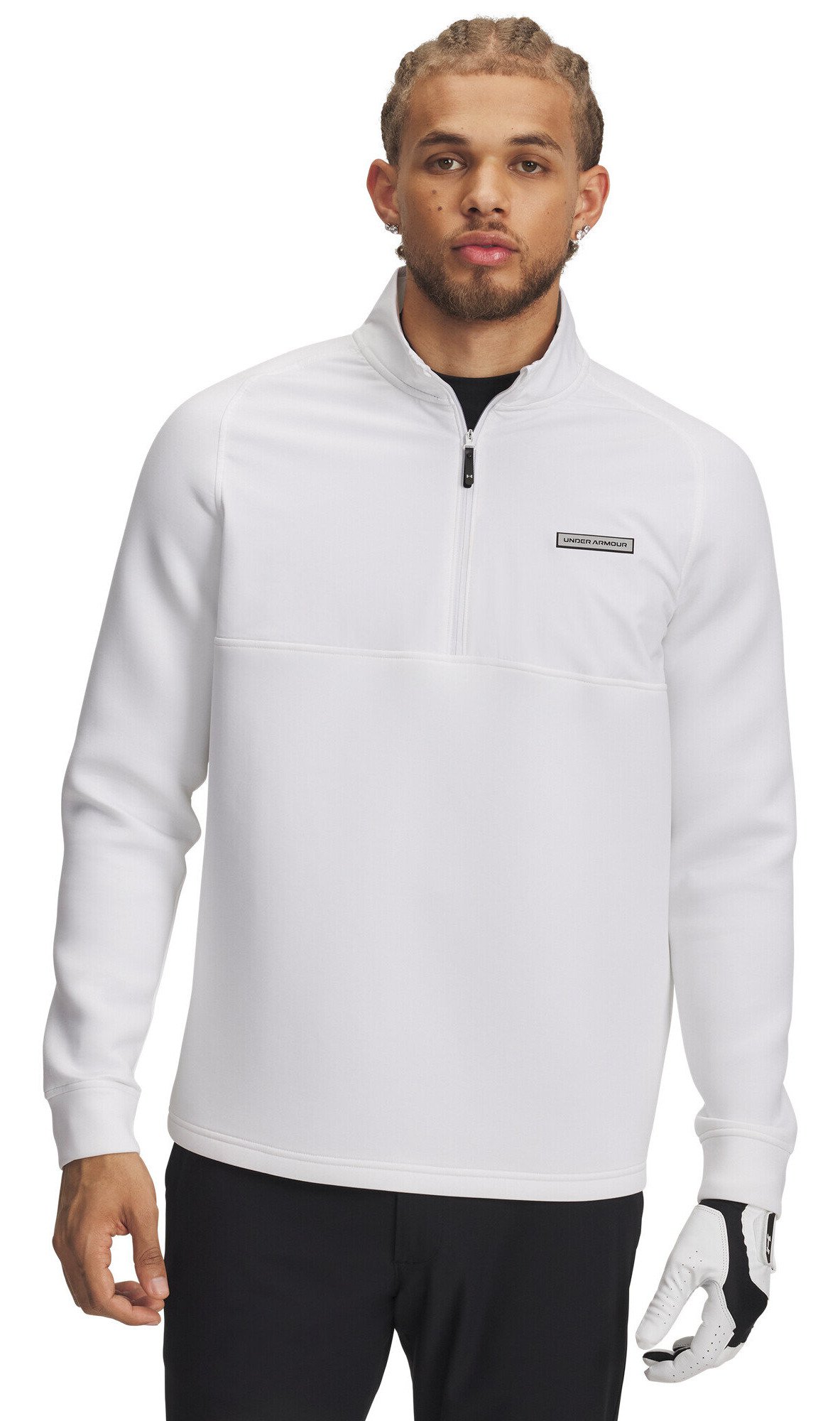 Under Armour Drive Pro Hybrid sweat 1/2 zip homme, blanc/noir