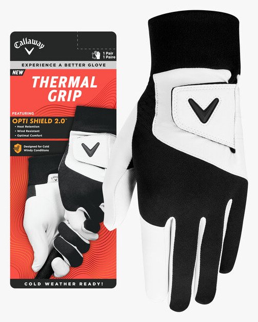 Callaway Thermal Grip 27 gants de golf homme, paire, noir