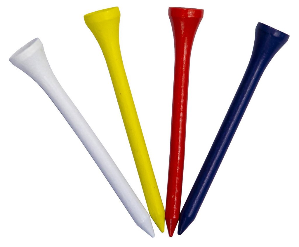 Longridge 53mm (20 pcs) tees en bois, couleurs assorties