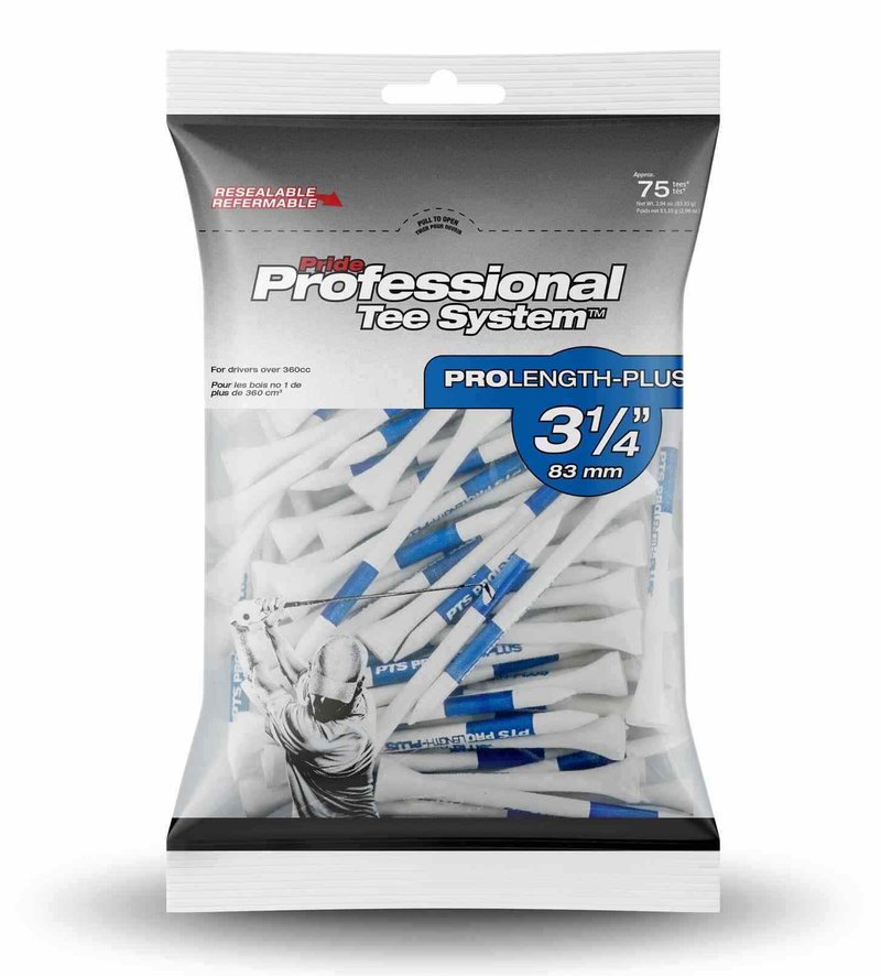 Pride Professional Tee System Prolength Plus tees en bois bleus 83mm (3 1/4"), 75 pièces