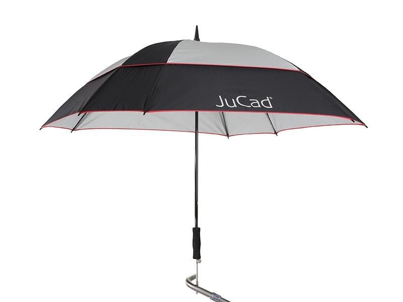 JuCad parapluie de golf télescopique 68" carré et anti-vent avec épingle, noir/argent/rouge