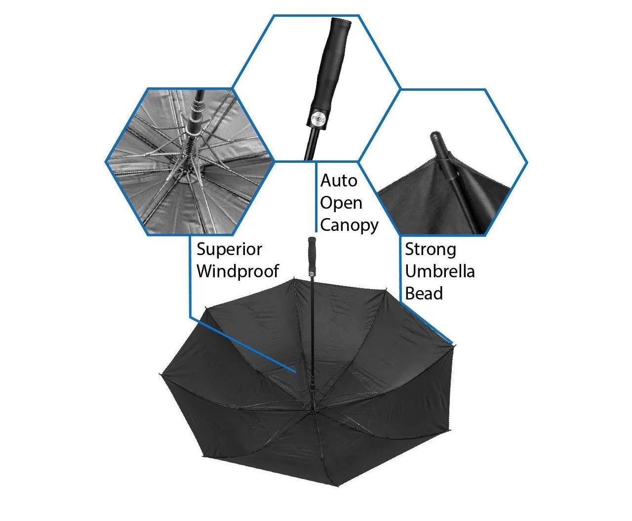 Axglo Auto Open umbrella 68" noir/noir
