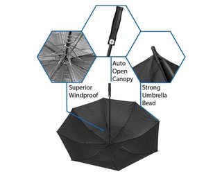 Axglo Auto Open umbrella 68" noir/noir