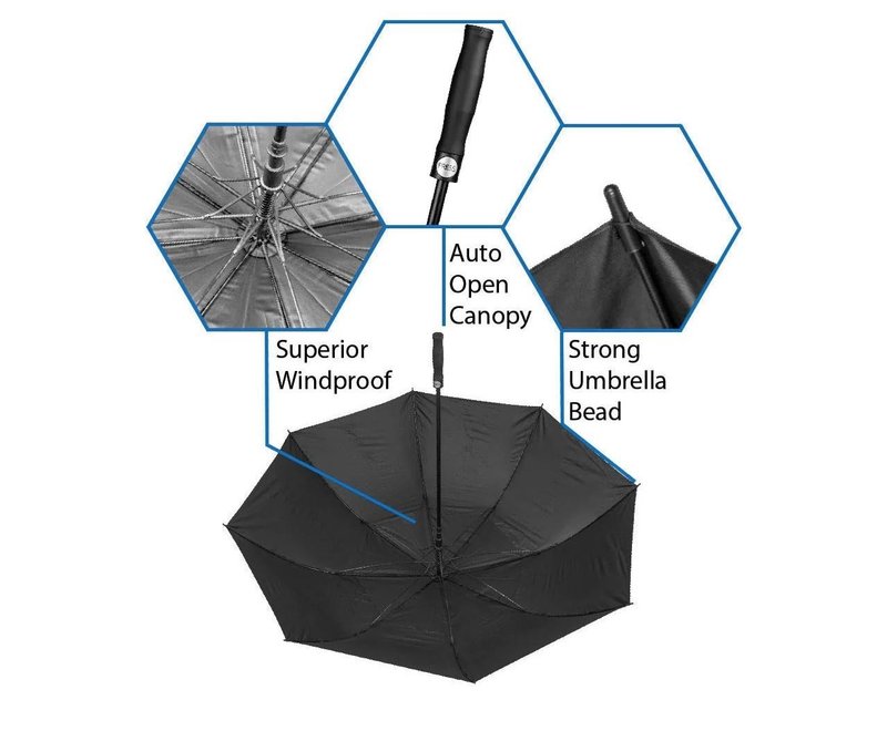 Axglo Auto Open umbrella 68" noir/noir