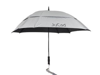 JuCad Parapluie de golf télescopique 68" carré et anti-vent avec épingle, argent (avec protection UV 99%/UPF 50+)