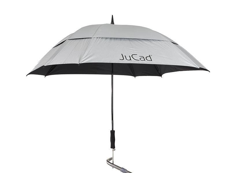 JuCad Parapluie de golf télescopique 68" carré et anti-vent avec épingle, argent (avec protection UV 99%/UPF 50+)