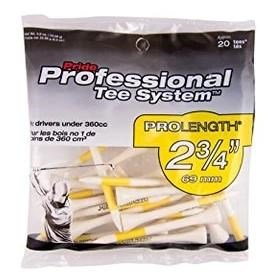 Pride Professional Tee System Prolength Yellow tees en bois 69mm (2 3/4"), 20 tees