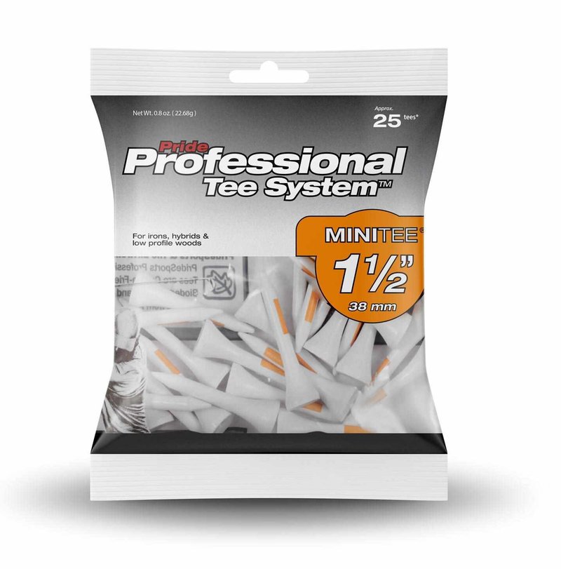 Pride Professional Tee System Prolength Mini Orange tees en bois 38mm (1 1/2"), 25 tees