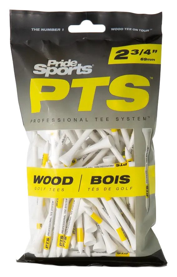 Pride Professional Tee System Prolength Yellow tees en bois 69mm (2 3/4"), 100 tees