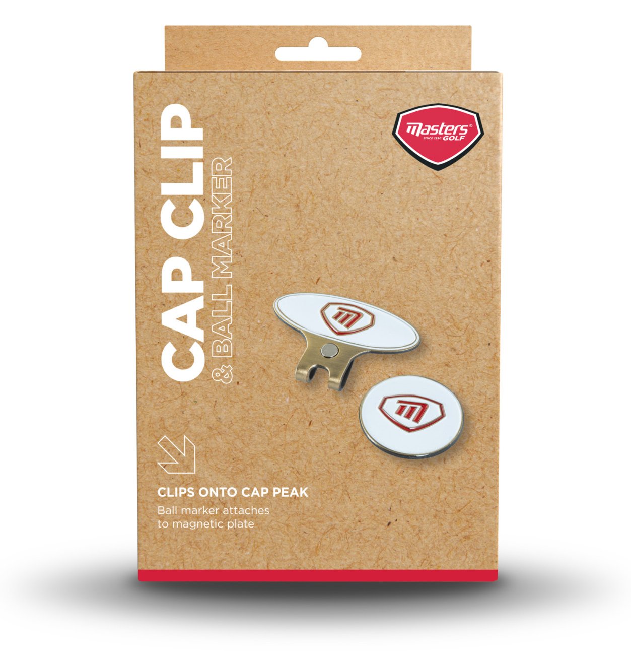 Masters Golf Cap Clip & Ball Marker marqueur de balle, blanc/rouge
