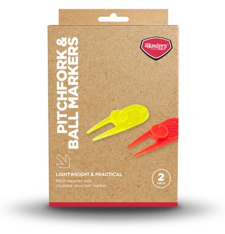 Masters Golf Neon PitchFork & Ball Markers (2 pack), multicolore