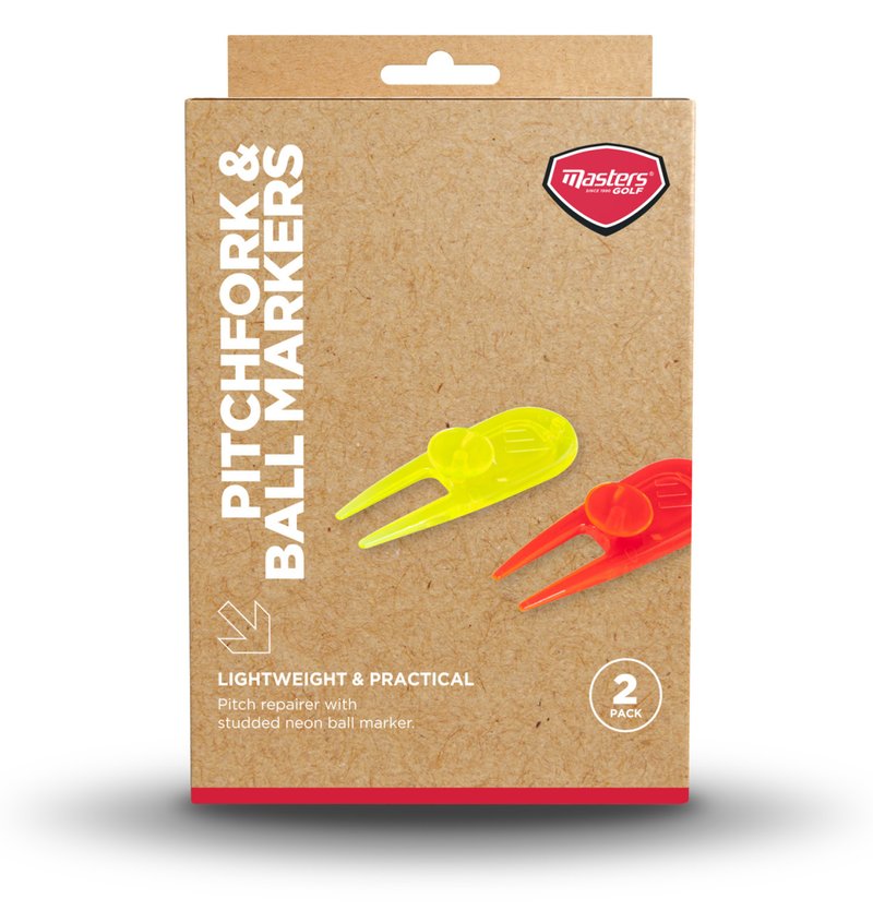Masters Golf Neon PitchFork & Ball Markers (2 pack), multicolore