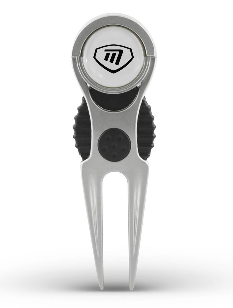 Masters Golf Deluxe Pitchfork With Marker fourche de green avec marqueur, argentée