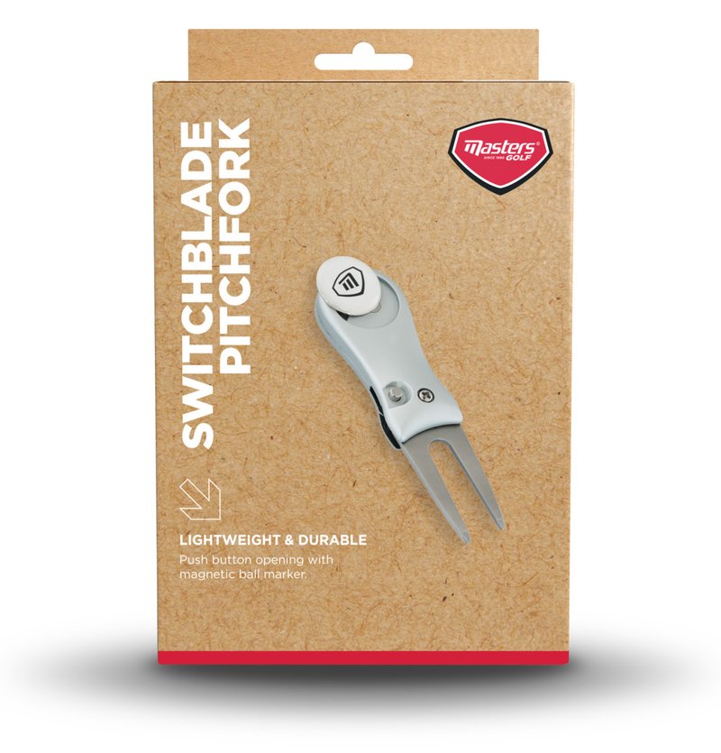 Masters Golf Switchblade Style Pitchfork fourchette de divot, argentée