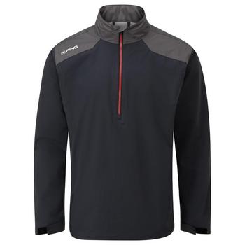 Veste de golf imperméable demi-zip Ping AquaDrive Noir/Asphalte – vue de face