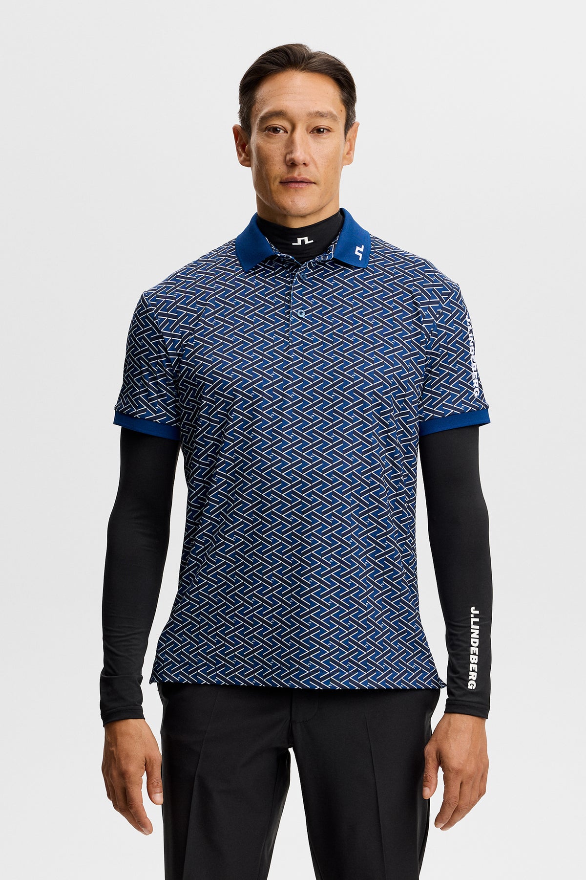 Polo J.Lindeberg Tour Tech Print Ladder Estate Navy - style de vie sur le parcours
