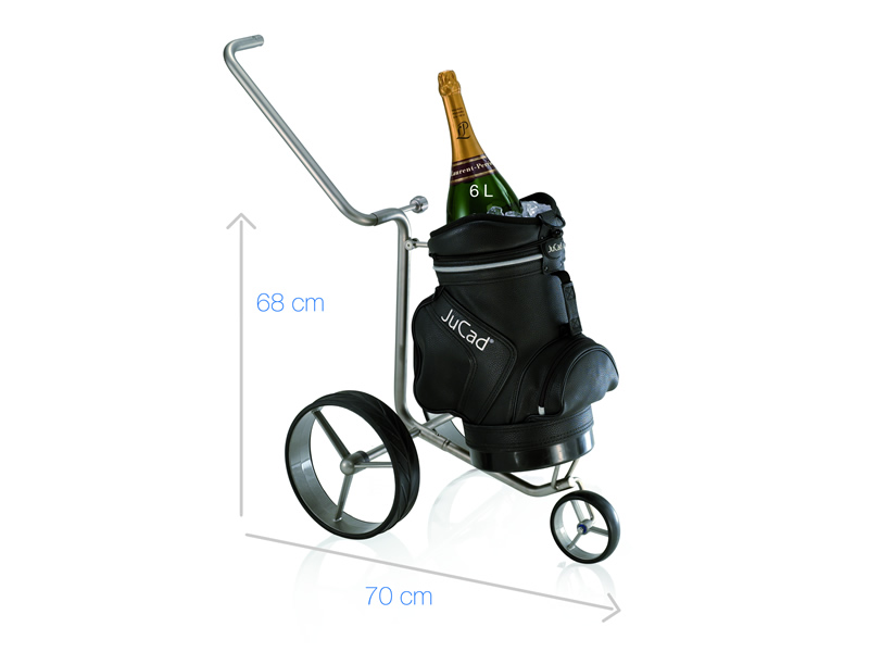 Détail du chariot à champagne JuCad avec sac isotherme