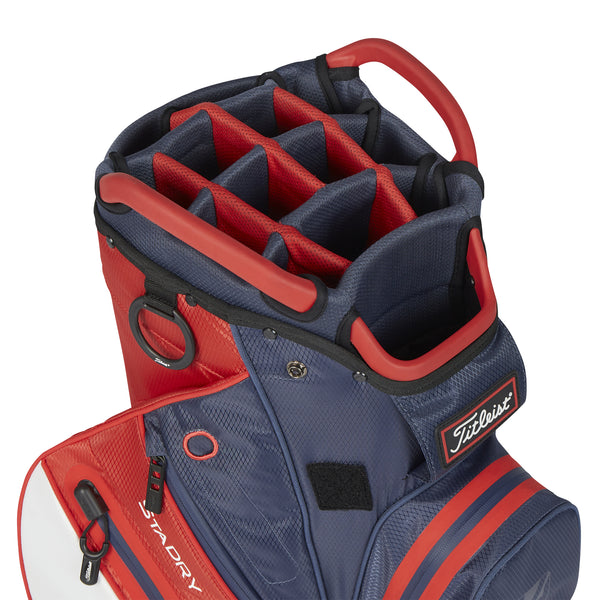 Sac chariot Titleist 14 StaDry — 9 poches accessibles et organisation du rangement